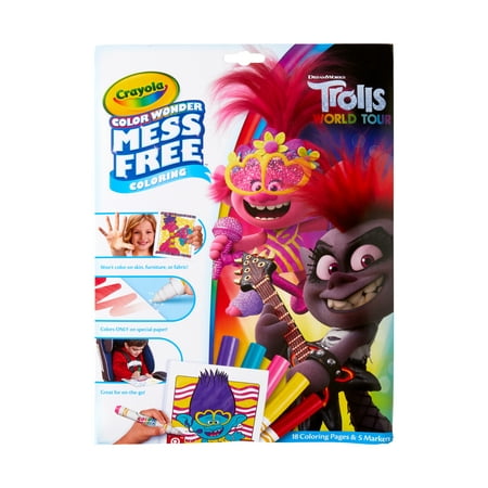Crayola Color Wonder Trolls Coloring Set, Beginner Child, 18 Pages