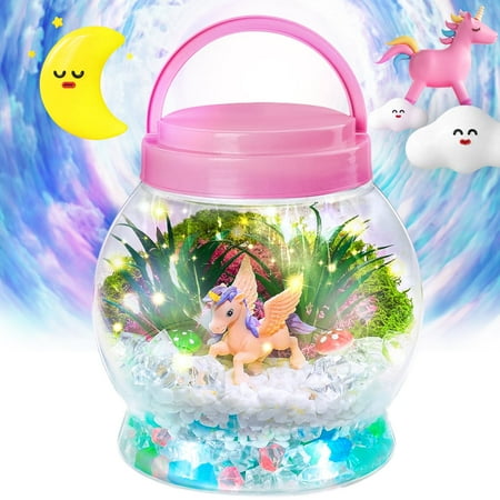 Freecat Light Up Unicorn Terrarium Kit, Unicorn Toys for Girls, DIY Art Crafts Christmas Gifts for Kids 3 4 5 6 7 8+