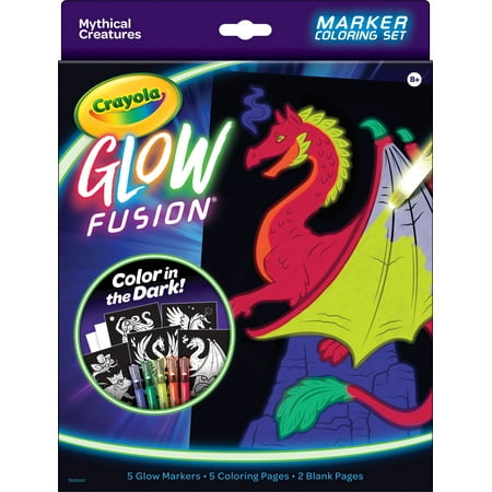 Crayola Glow in The Dark Coloring Set with Markers, Mythical Creature Art Kits, Unisex Child 8+
