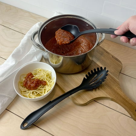 Mainstays 8-Piece Nylon Kitchen Utensil Set with Connector Ring, Black Plastic