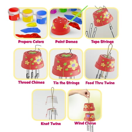 Create & Paint a Mini Wind Chime Making Kit - Arts and Crafts Gift for Girls & Boys Ages 4 5 6 7 8 9 10 -12 - Birthday & Christmas Gifts for Kids - Kid Art & Craft Kits - DIY Stuff for Girl Age 4-12