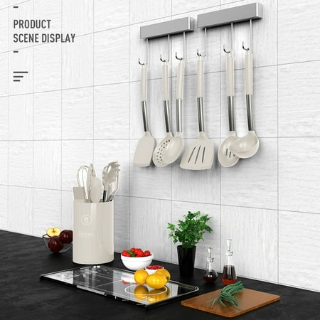 Silicone Cooking Utensils Set - Heat Resistant Stainless Steel Kitchen Utensils, Baking Tools Kitchen Gadgets,Turner, Tongs,Spatula,Spoon,Brush,Whisk,Non-Stick, Dishwasher Safe,BPA FREE (Khaki)