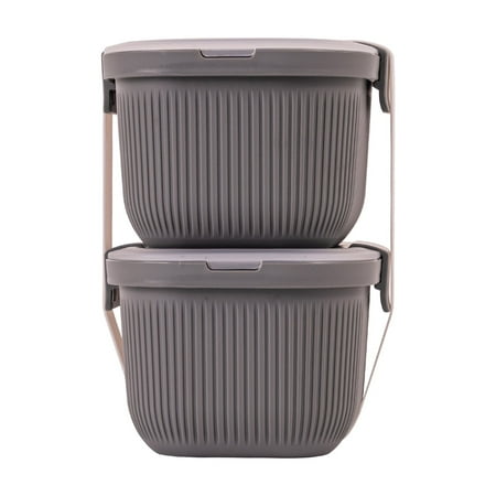 Mainstays Plastic Food Storage Snack Container, Rectangle, Grey, 19oz Capacity