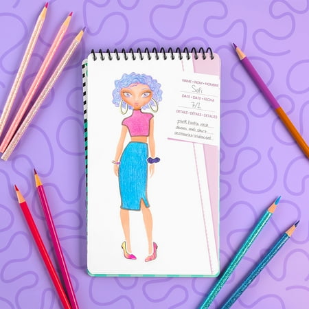 Fashion Angels Fashionista Fashion Design Art Sketch & Coloring Portfolio Book with Stickers Multi Color 1 Pack