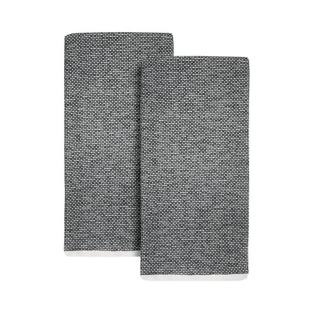 Better Homes & Gardens 2 Piece Flat Woven Kitchen Towel, Rich BlackBlack,