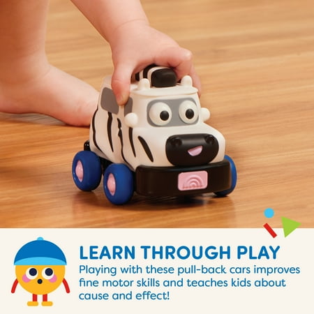 Battat Safari Speedsters 3 Pull-Back Animal Cars, Play Vehicles Baby and Toddler Toys