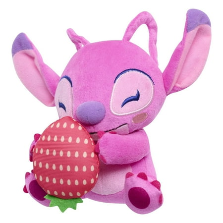 Disney Stitch Small 7-inch Plush Stuffed Animal, Angel with Strawberry, Kids Toys for Ages 2 up