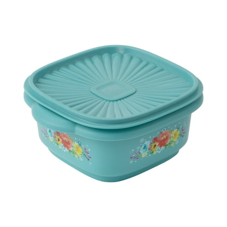 The Pioneer Woman 5 Cup Plastic Food Storage Container with Lid, Breezy Blossom, 5 Cup