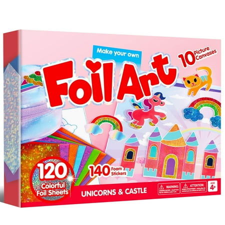 Joyfy Fashion Foil Art Kit for Kids, 10 Piece Unicorn and Princess Craft Set