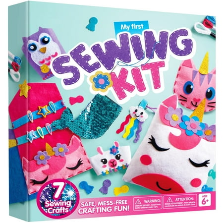 Joyfy 7 Sewing Projects Felt Sewing Kit for Kids, Animal Arts and Crafts of Magical Unicorn Pillow and Enchanting Mermaid Card Holder, Birthday Gift for Girls aged 6+