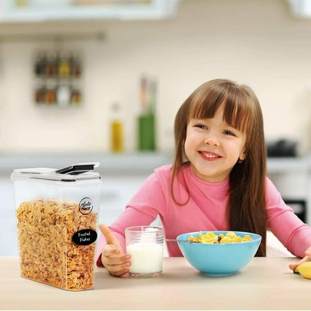 Kosbon Large Cereal Containers Storage Set, 4 Packs Dispenser Approx. 4L Fits Full Standard Size Cereal Box, Airtight Cereal Container Set, Large Plastic Storage Container