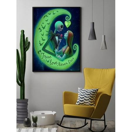 5D Jack Skellington and Sally Diamond Painting, Diamond Painting Moon Kits for Adults?DIY Full Drill Crystal Rhinestone Arts and Crafts, Gem Art Paints with Diamond Home Wall Decor 12x16inch