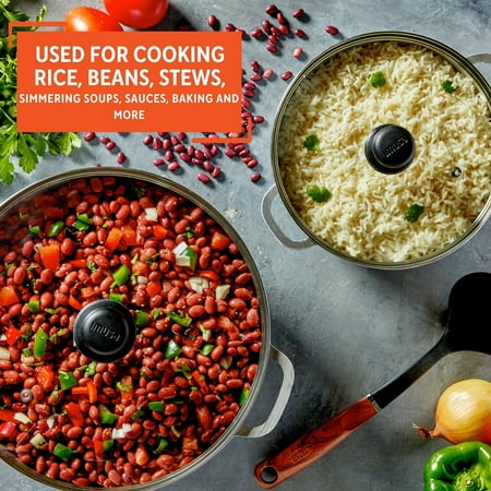 Imusa 2 Piece Colombian Cast Aluminum Caldero Set with Glass Lid, Silver