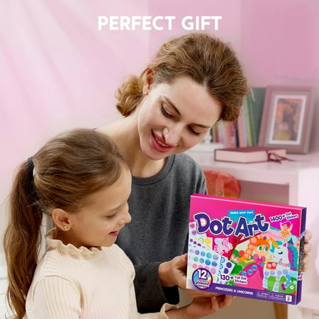 Joyfy Unicorns and Princess Dot Markers, Over 1470 Pcs Sticker Poke A Dot Book, Ages 3-5 Toddler Arts And Crafts Supplies, Birthday Gifts