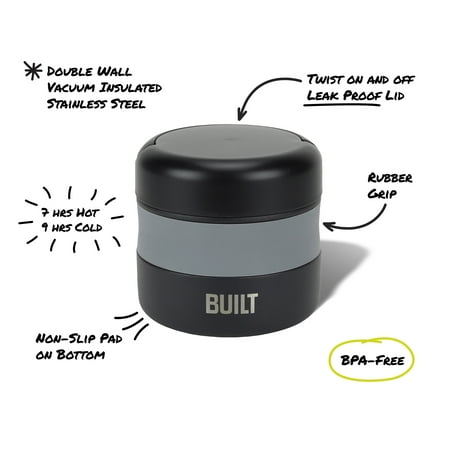 BUILT 12oz Wide Mouth Insulated Food Jar in Black
