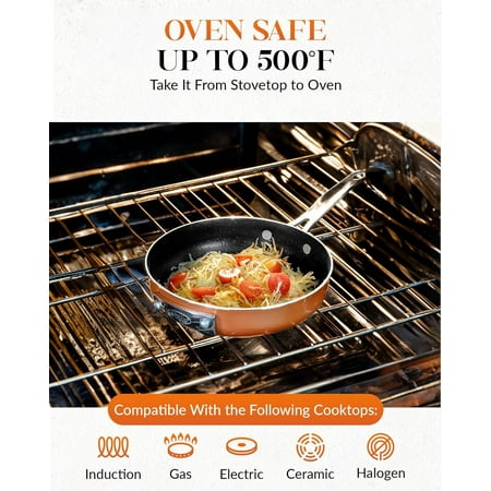 Gotham Steel Nonstick Pots and Pans 10 Piece Set Ceramic Cookware Kitchen Set Stackable Tempered Glass LidsGold,