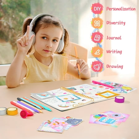 DIY Journal Kit for Girls - DIY Journal Set for Tween & Teen Girls, Gifts for Girls Stationery Set, Scrapbook & Diary Supplies Set, Journaling Art Crafts Kit