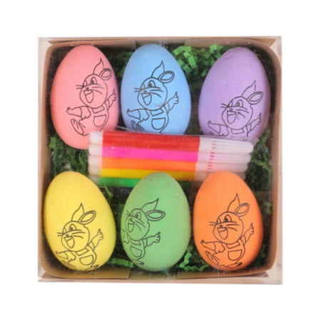 SDJMa Easter Eggs Painting Kit-6 Paintable Easter Eggs for Easter Basket Stuffers Party Favor Decorating kit for Toddlers,Kids Art and Craft Kit for Gift Easter Hunt, Other