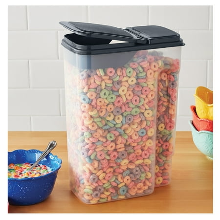 Mainstays Clear Plastics Cereal Dispenser with Lid, 32-Cups, 9.75" x 5.38" x 13.5"