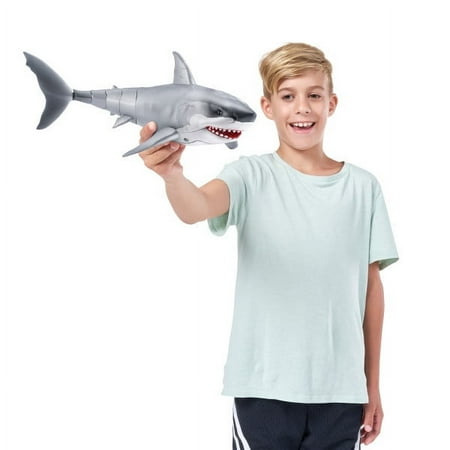 Robo Alive Great White Shark Series 1 by Zuru, Battery-Powered Robotic Light Up Shark Toy, Summer Pool Toy, Bath Toy