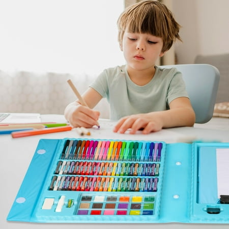 Hot Bee 208 Pcs Kids Art Set, Blue Color Set for Boys&Girls, School Art Supplies Drawing Kit for kids 4-6, Arts & Crafts - School Art Beginners Ideal Chrismat Gift Art Sets for Boys Girls 3 4 5 6+