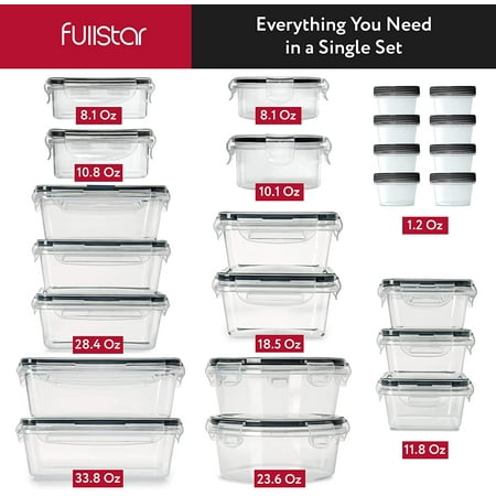 Fullstar 50 pcs Meal Prep Container, Airtight Plastic Food Storage Containers Set