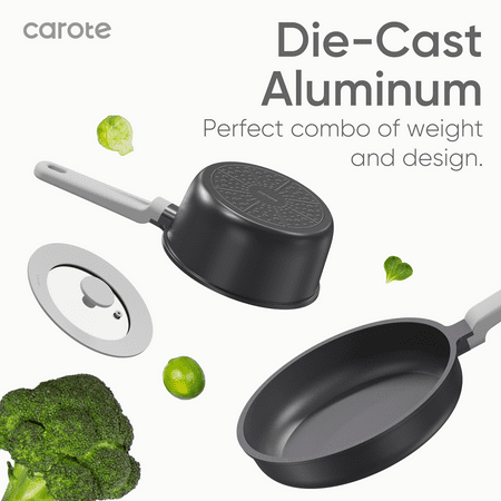 Carote Nonstick Cookware Sets, Ultra Non Stick Pots and Pans, Induction Cooking Set, BlackBlack,
