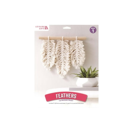 Leisure Arts Macrame Kit Feather, Macrame Kits For Adults Beginners, Wall Hanger Kit, Beginners Kit, Diy Kit Beginner, Other