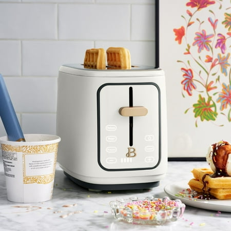 Beautiful 2 Slice Toaster with Touch-Activated Display, White Icing by Drew Barrymore, White