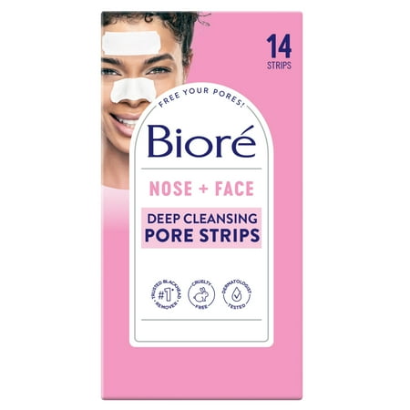 Bior? Nose + Face Deep Cleansing Pore Strips, Blackhead Remover, 7 Nose + 7 Face StripsWhite,
