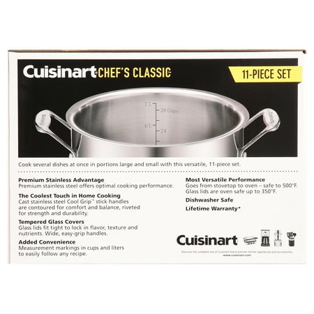 Cuisinart Chef's Classic Stainless Cookware 11 Piece Set, 77-11G