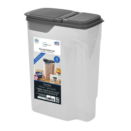 Mainstays Clear Plastics Cereal Dispenser with Lid, 32-Cups, 9.75" x 5.38" x 13.5"