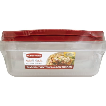 Rubbermaid EasyFindLids Food Storage Container Value Pack with Lids, 1-8.5 (2.0 Liter) Cup, 1-5.5 Cup (1.3 Liter)