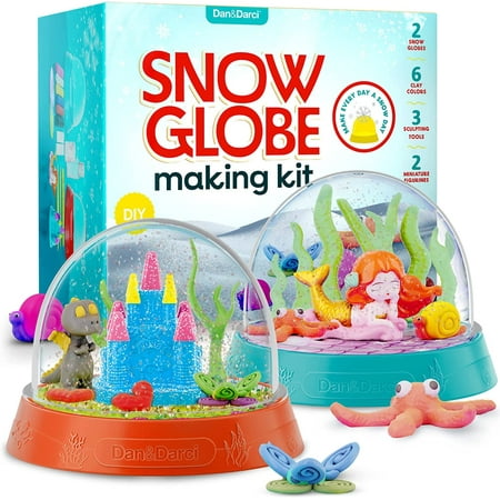 Dan&Darci Snow Globe Making Kit for Kids - Make Your Own Water Globes Kits - Kid Christmas Stocking Stuffers Craft Activities for Age 3 4 5 6 7 8 9 - DIY Art Crafts - Gifts Ideas and Toys for Boys