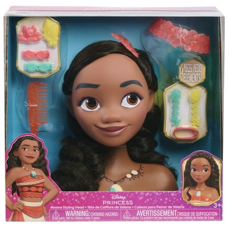 Disney Princess Moana Styling Head, 14-pieces, Pretend Play, Kids Toys for Ages 3 up