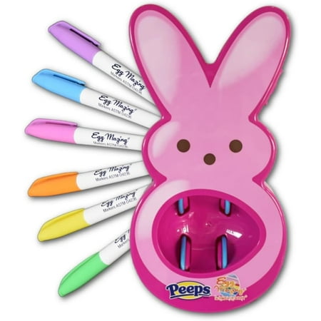 The Eggmazing Egg Decorator - Peeps Bunny - Arts and Craft Set Includes 6 Colorful Quick Drying, Non-Toxic Markers - Pink, Pink