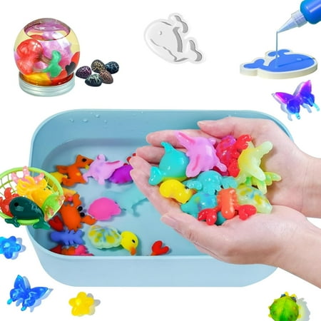 Magic Water Elf Toy Kit, Aqua Fairy Water Gel Kit with Magic Gels, 12 Sea Creature Molds. Christmas Gifts, Birthday Gifts, Arts & Crafts DIY STEM Kits for Kids ?12x60ml + 12 parts), Other, Set-D?12x60ml + 12 parts