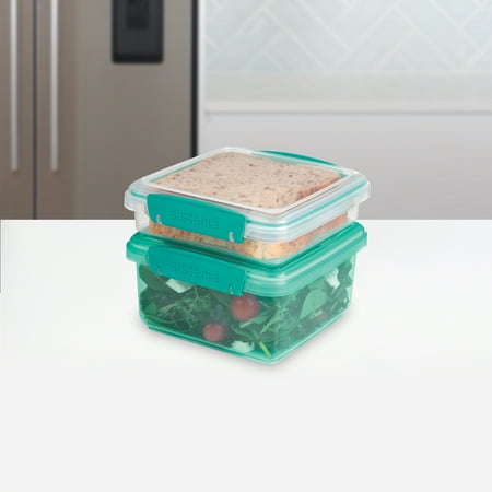 Sistema Klip It Lunch Plus with Sandwich Plastic Food Storage Containers, Set of 2