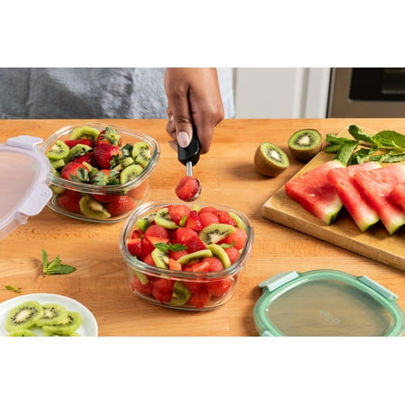 Ello Color Lock 3.4-Cup Round Glass Food Storage Container, 2pk