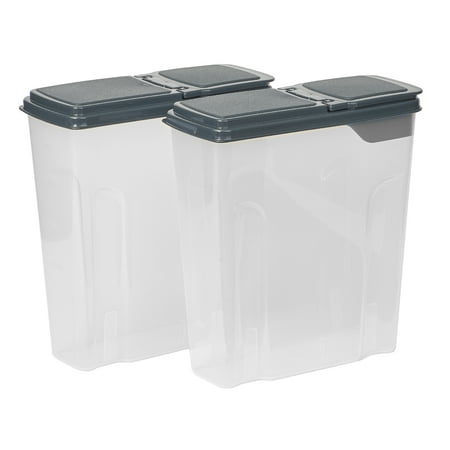 Mainstays 2-Pack Cereal Keeper, Plastic, 24 Cup - Dark Gray Lid