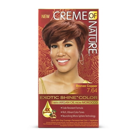 Creme of Nature Exotic Shine Color 7.64 Bronze Copper Permanent Hair Color, 1 application, Bronze