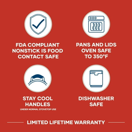 Farberware Easy Clean 22 Piece Nonstick Aluminum Pot and Pan Set, Black, Black