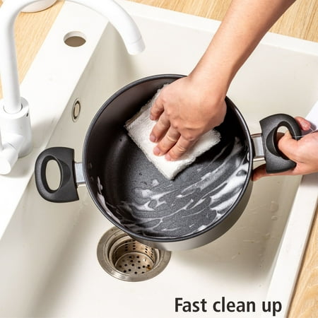 Mainstays Aluminum Black Non-Stick Coated 5QT Dutch Oven with Glass Lid Dishwasher Safe Easying Cleaing