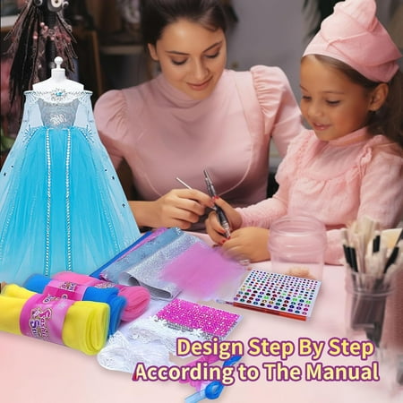 Adofi Fashion Designer Kit for Girls with 5 Mannequins, Sewing Kit for Girls Aged 6-12, Creativity DIY Arts & Crafts Kit for Kids, Girl Toys for Age 6 7 8 9 10 11 12 Year Old Gifts