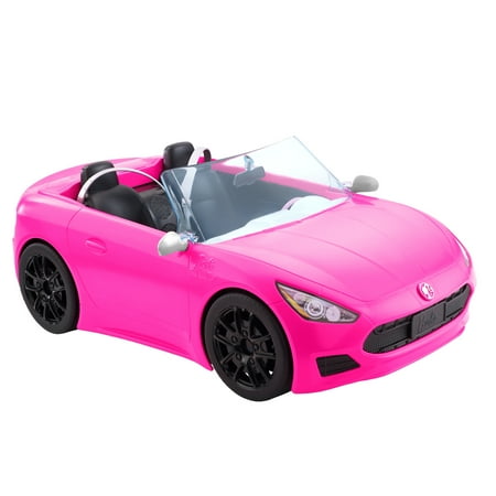 Barbie Convertible Toy Car, Bright Pink with Seatbelts and Rolling Wheels (Seats 2 Dolls), Toy for 3 Years and Up, One Size