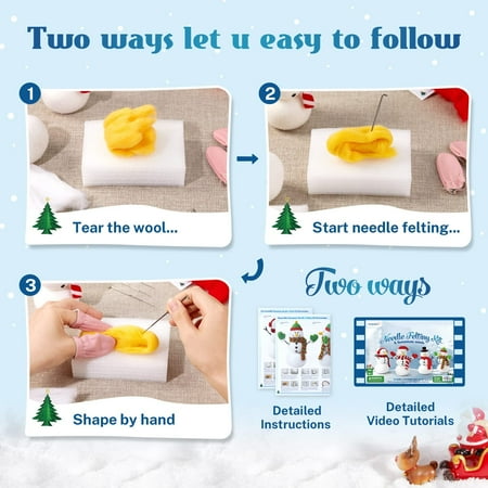 UnityStar Needle Felting Kit, Christmas Snowman Needle Felting Kit for Beginners for Christmas Festival DIY Crafts Gift