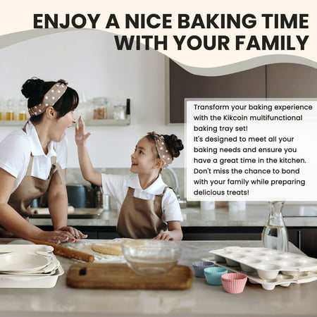 Kikcoin Bakeware Set, 22-Piece Baking Pans Set Kitchen Carbon Steel Baking Sheet Pans with Silicone Handles, Cookie Sheets Nonstick(Beige), Beige