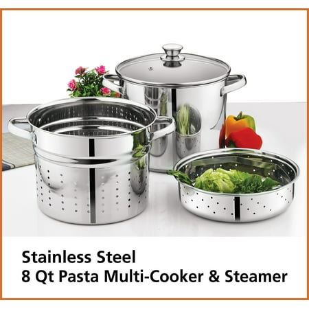 Mainstays 4-Piece Stainless Steel 8 qt Cooker Multipot Set