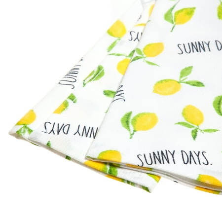 Rae Dunn Lots of Lemons Kitchen Towels Set, 3 Pack, Yellow & White