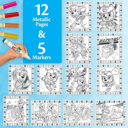 Crayola Paw Patrol Color Wonder Metallic Mess Free Coloring Set, 12 Pages, Gift, Beginner Child